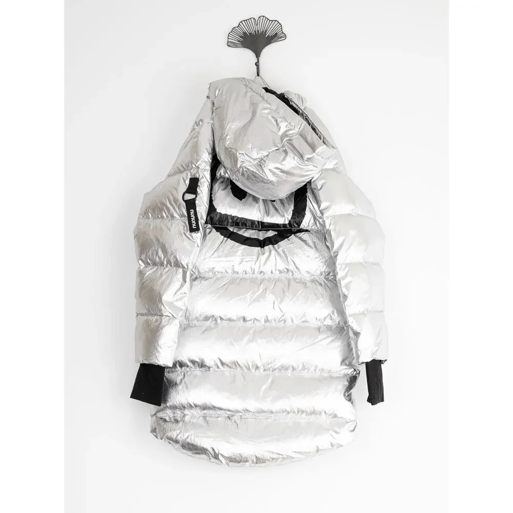 NUNUNU Special Smile Heavy Down Coat Silver Kids Size 8-9Y NWT
